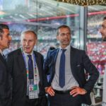 EURO 2024 | ČELNICI FS SRBIJE SA ZVANIČNICIMA UEFA I SLOVENAČKOG SAVEZA TOKOM MEČA U MINHENU